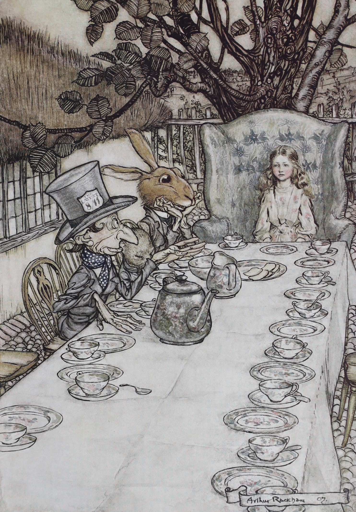 Dodgson, Charles Lutwidge - Alice’s Adventures in Wonderland, one of 1130, illustrated with 13 tipped-in coloured plates by Arthur Rackham, 4to, original cream cloth gilt, William Heinemann, London, [1907]